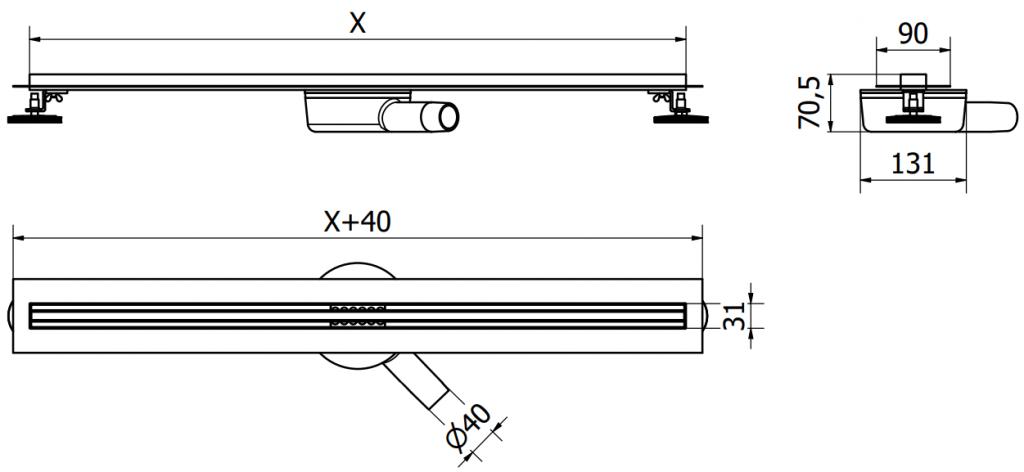 MEXEN - Flat 360 Slim podlahový žlab 80 cm otočný chrom (1041080)