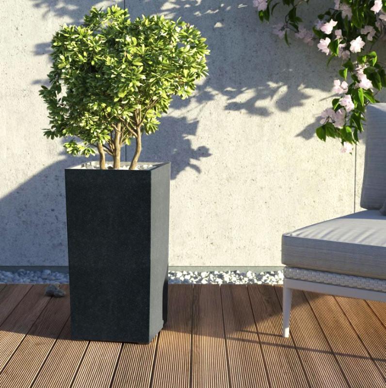 Granisil granitový květináč KUBI vysoký 60 cm Černý (5907440727700)