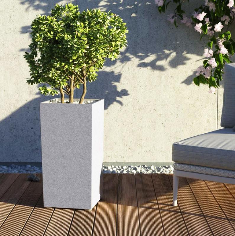 Granisil granitový květináč KUBI vysoký 60 cm Bílý (5907440727717)