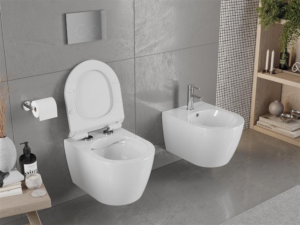 MEXEN/S - Carmen Závěsná WC mísa včetně sedátka s slow-slim, duroplast, bílá (30880100)
