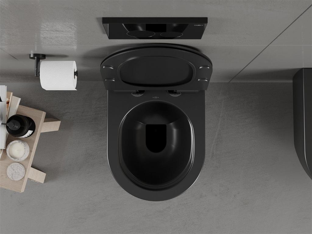 MEXEN/S - Carmen Závěsná WC mísa včetně sedátka s slow-slim, z duroplastu, černá matná (30880185)