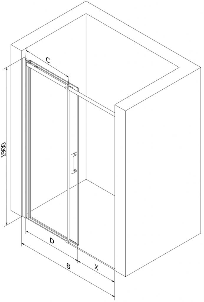 MEXEN - Omega posuvné sprchové dveře 110 cm, transparent, černá se sadou pro niku (825-110-000-70-00)