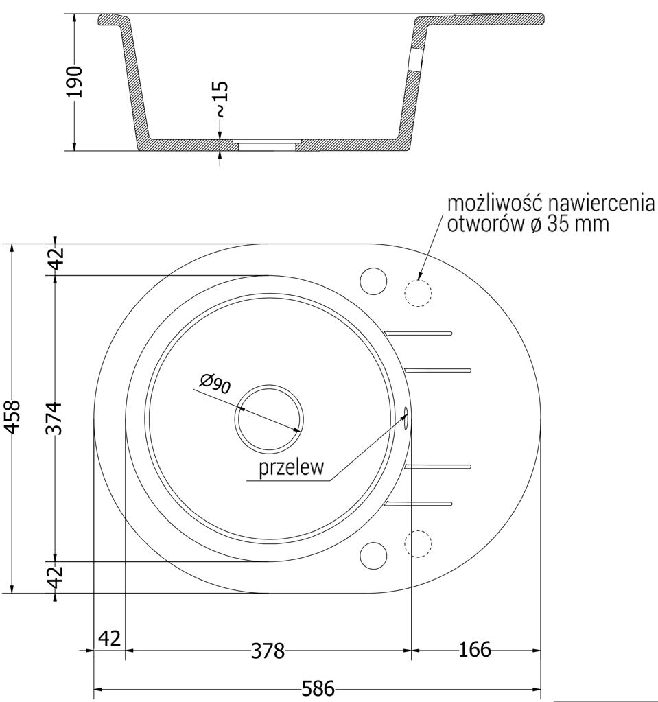 MEXEN - Kevin granitový dřez 1 s odkapávačem 586x458 mm, bílá, sifon chrom (6517581005-20)