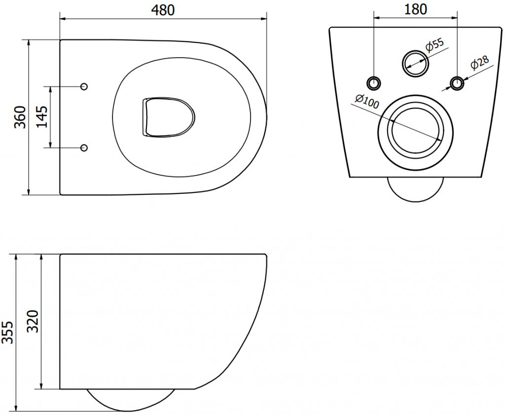 MEXEN/S - Lena Závěsná WC mísa včetně sedátka s slow-slim, z duroplastu, černá matná (30220185)