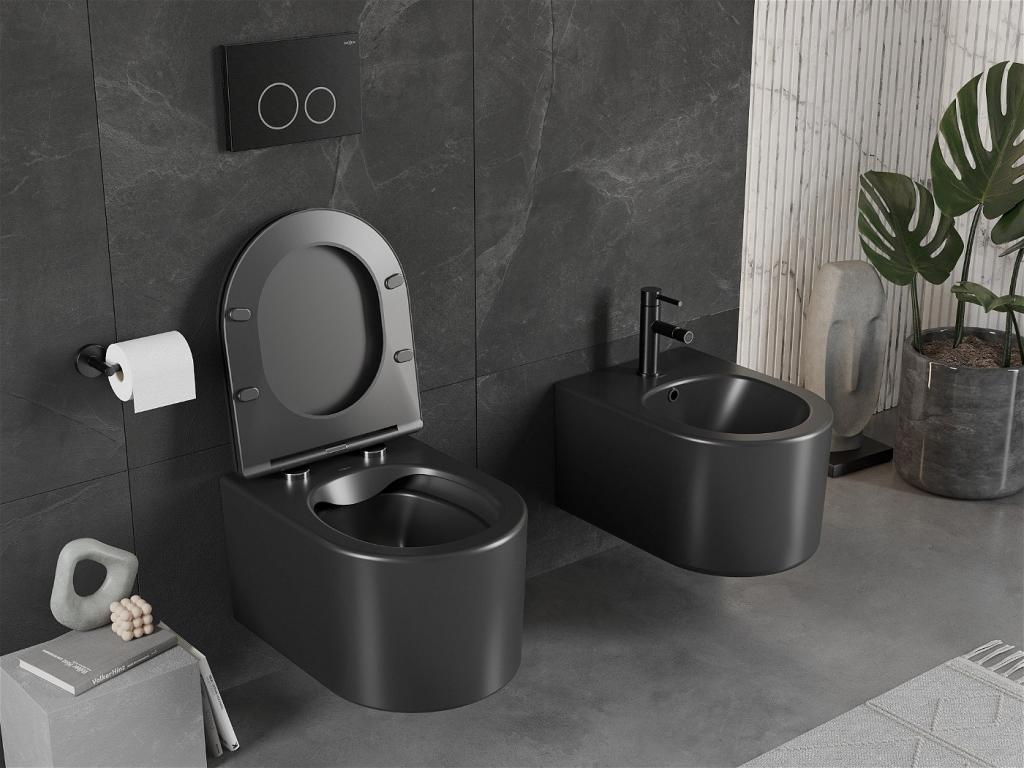 MEXEN/S - Sofia Závěsná WC mísa včetně sedátka s slow-slim, z duroplastu, černá matná (30541085)