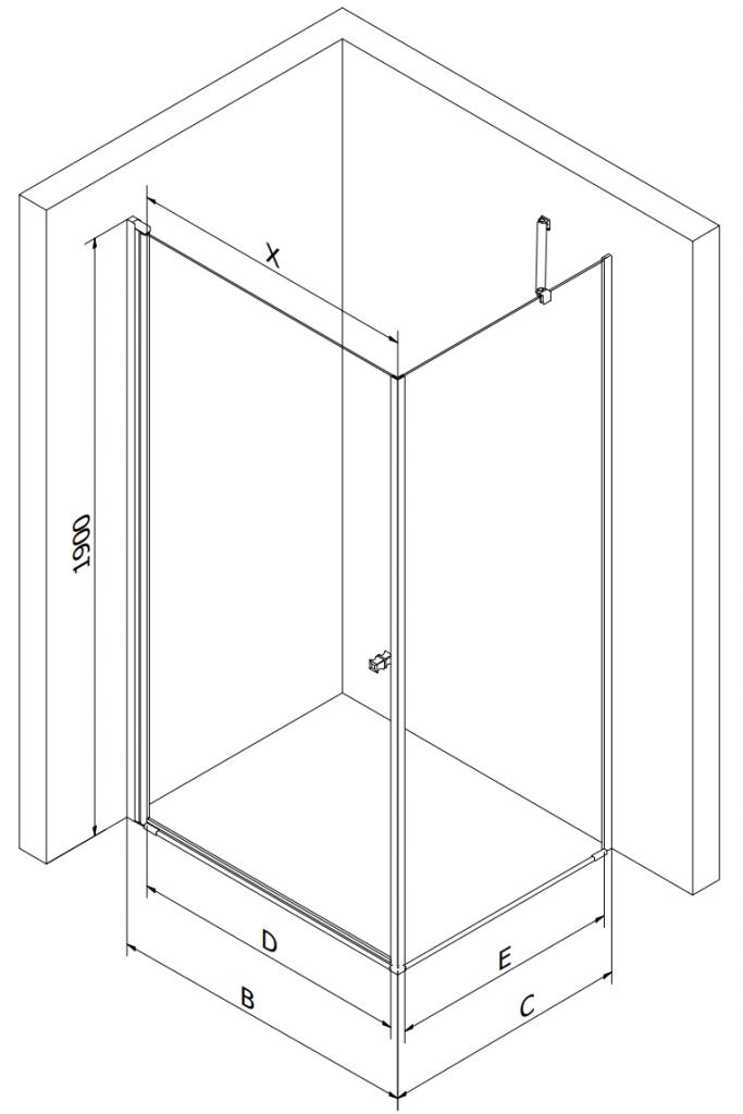 MEXEN/S - PRETORIA sprchový kout 80x70 cm, transparent, černá (852-080-070-70-00)
