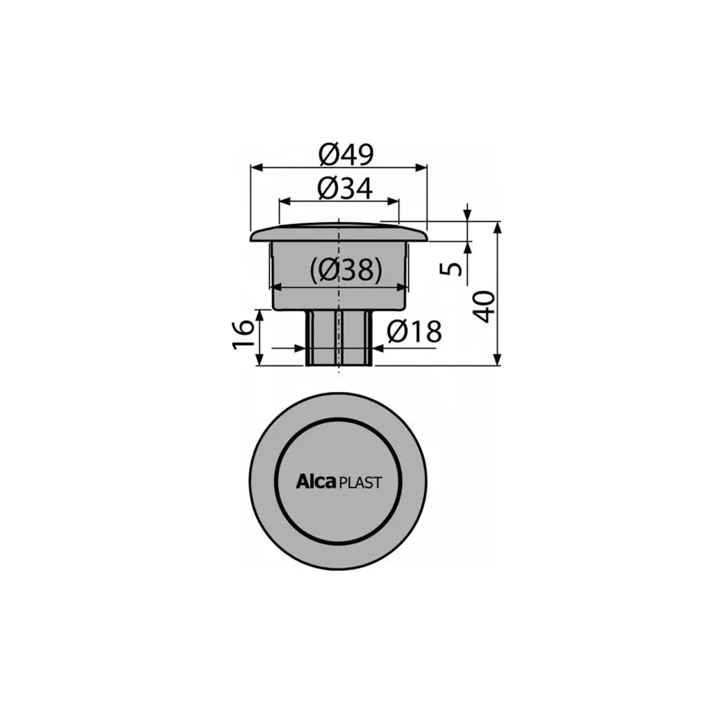 Alcadrain Tlačítko komplet BÍLÉ start-stop pro vypouštěcí ventil A2000  V0011B-ND (V0011B-ND)