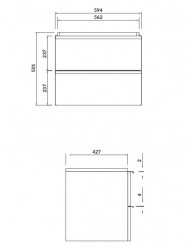 CERSANIT - SET B610 VIRGO 60, šedá (umyvadlo+skříňka), černé úchyty (S801-430), fotografie 2/7