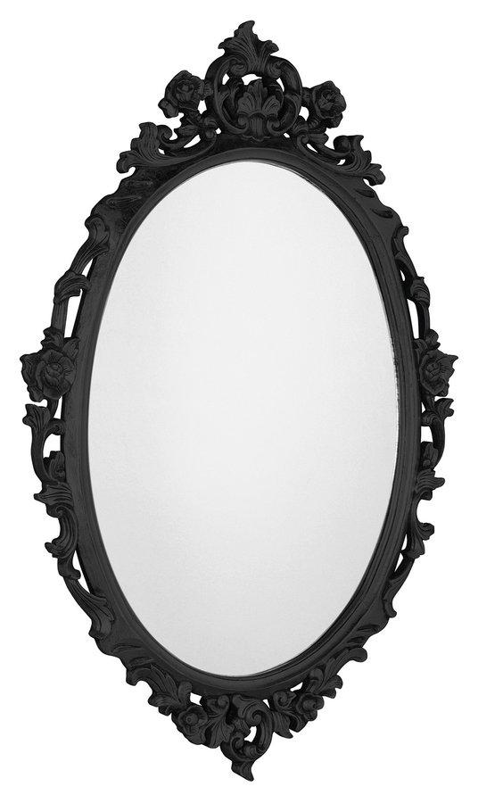 SAPHO DESNA oválné zrcadlo ve vyřezávaném rámu, 80x100cm, černá IN357