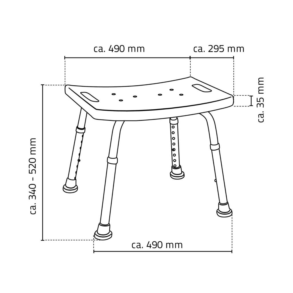 RIDDER - HANDICAP stolička, nastavitelná výška, bílá (A00601101)