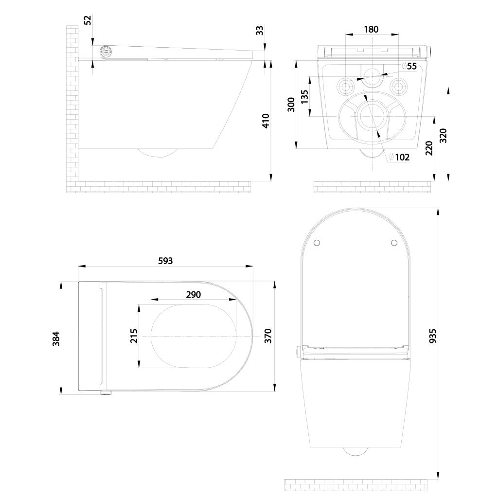 SAPHO - VEEN CLEAN závěsné WC s integrovaným elektronickým bidetem (VE421)