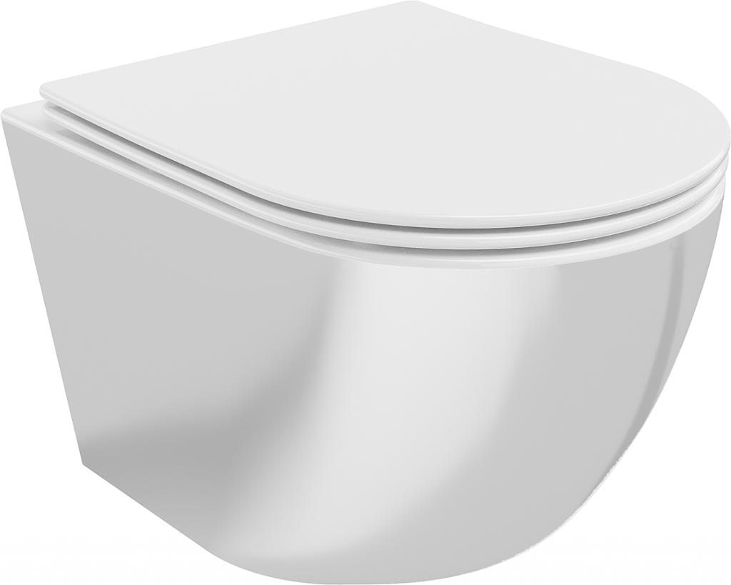MEXEN Lena Závěsná WC mísa včetně sedátka s slow-slim, duroplast, bílá/stříbrná 30224004