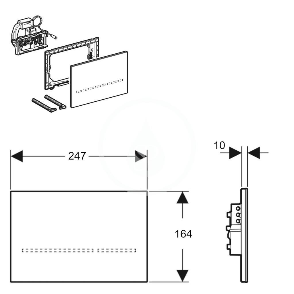 GEBERIT - Sigma80 Elektronické ovládání splachování, síťové napájení, černé sklo (116.092.SG.6)