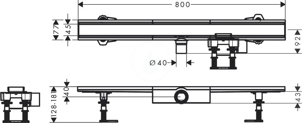 HANSGROHE - RainDrain Compact Sprchový žlab 80 cm, s roštem, kartáčovaná nerezová ocel (56166800)