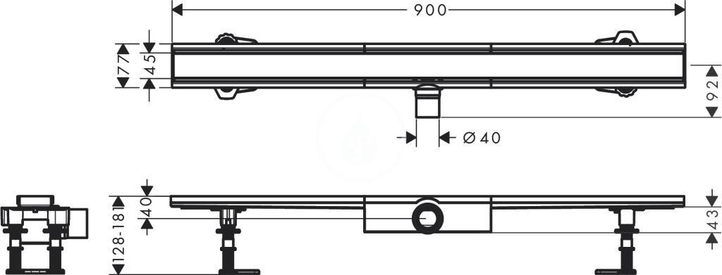 HANSGROHE - RainDrain Compact Sprchový žlab 90 cm, s roštem, kartáčovaná nerezová ocel (56168800)