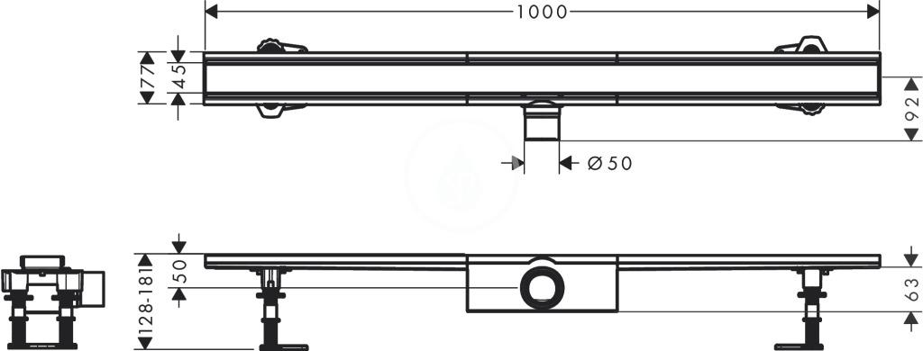 HANSGROHE - RainDrain Compact Sprchový žlab 100 cm, s roštem, kartáčovaná nerezová ocel (56182800)