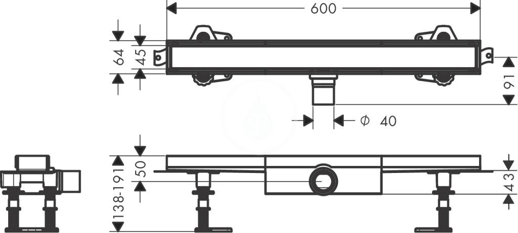 HANSGROHE - RainDrain Compact Sprchový žlab 60 cm pro vložení dlažby, s roštem (56163000)