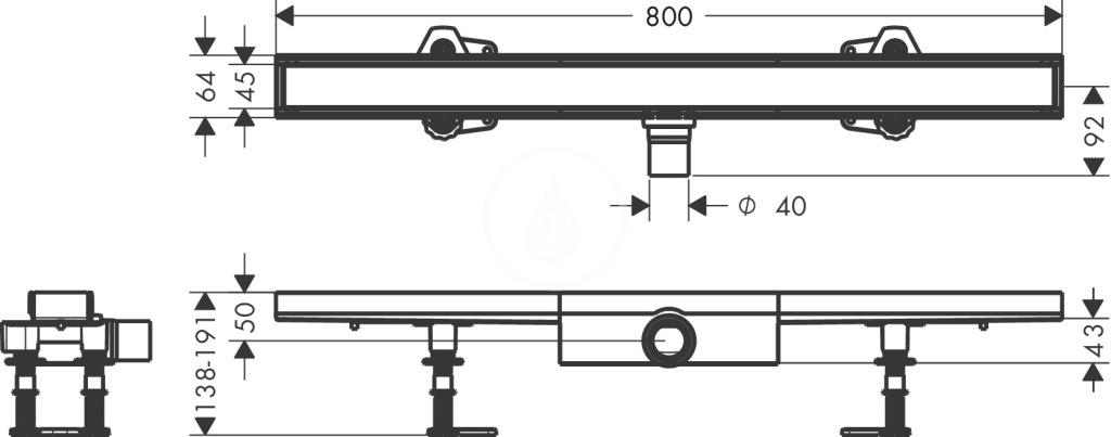 HANSGROHE - RainDrain Compact Sprchový žlab 80 cm pro vložení dlažby, s roštem (56167000)