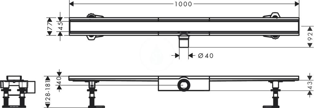 HANSGROHE - RainDrain Compact Sprchový žlab 100 cm, s roštem, kartáčovaná nerezová ocel (56170800)