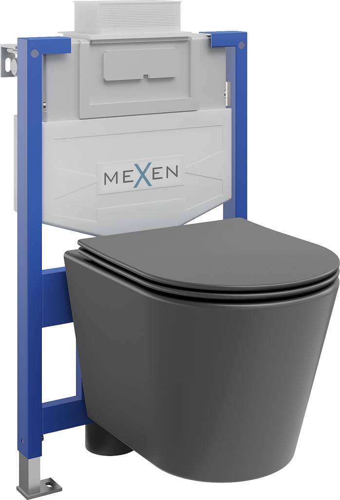 MEXEN/S WC předstěnová instalační sada Fenix XS-U s mísou WC Rico + sedátko softclose, tmavě šedá mat 68530724071