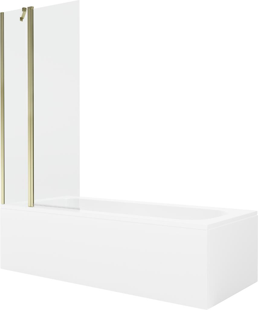 MEXEN/S Vega obdélníková vana 170 x 70 cm s panelem + vanová zástěna 80 cm, transparent, zlatá 550117070X9408115000