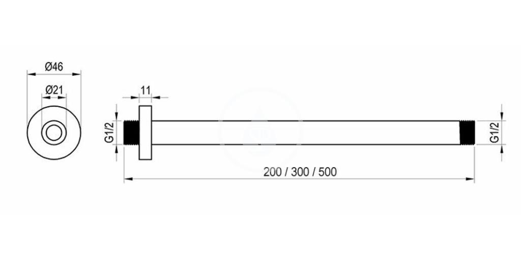 RAVAK - Sprchy Stropní přívod 200 mm, chrom (X07P178)