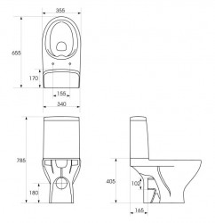 CERSANIT - WC KOMBI MODUO 667  011 3/5 CLEAN ON, SEDÁTKO SLIM WRAP DUROPLAST-SOFT CLOSE (K116-025), fotografie 2/1