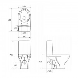 CERSANIT - WC KOMBI MODUO 651  011 3/5 CLEAN ON, SEDÁTKO  SLIM DUROPLAST-SOFT CLOSE (K116-003), fotografie 4/2