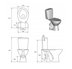 CERSANIT - WC kombi 640 P010 3/6 včetně sed&aacute;tka duroplast (K100-394), fotografie 2/1