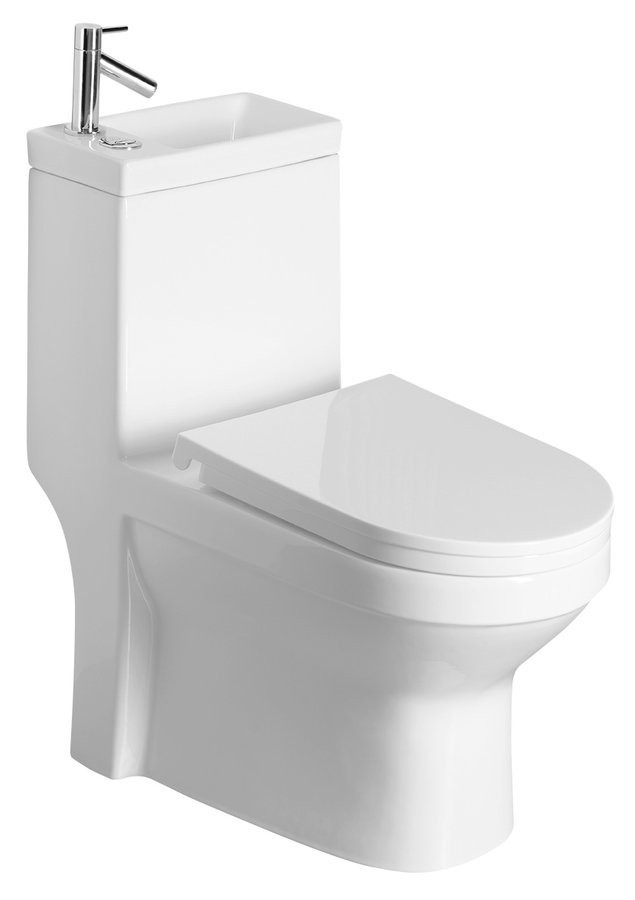 AQUALINE - HYGIE WC kombi s umývátkem + sedátko, zadní/spodní odpad, bílá (PB104)