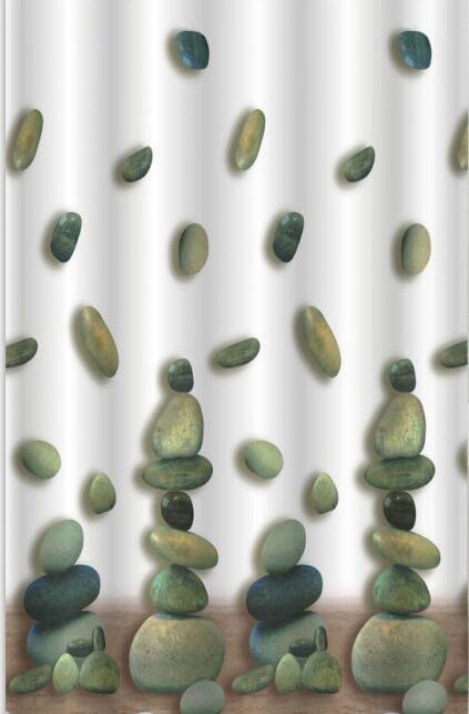 AQUALINE - Sprchový závěs 180x200cm,100% polyester, kameny (23031)