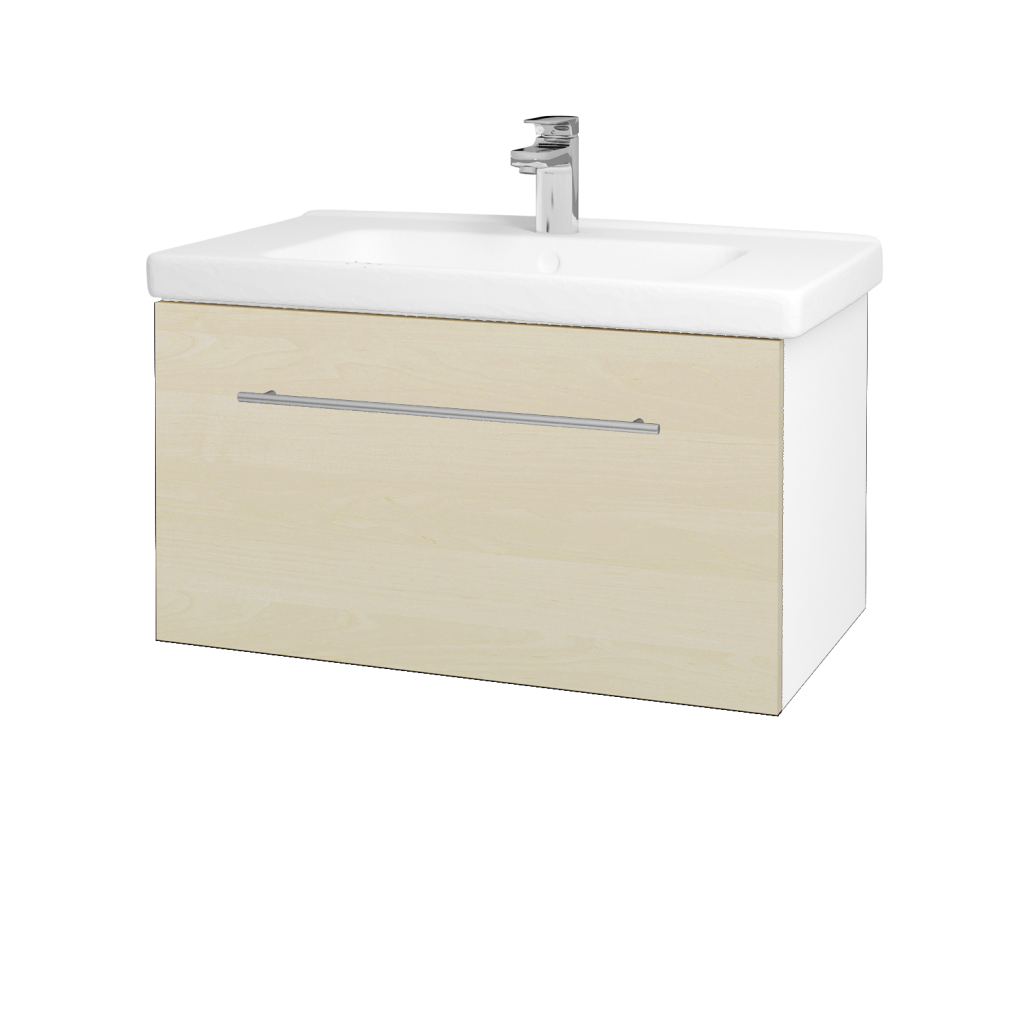 Dřevojas - Koupelnová skříňka BIG INN SZZ 80 - N01 Bílá lesk / Úchytka T02 / D02 Bříza (132453B)