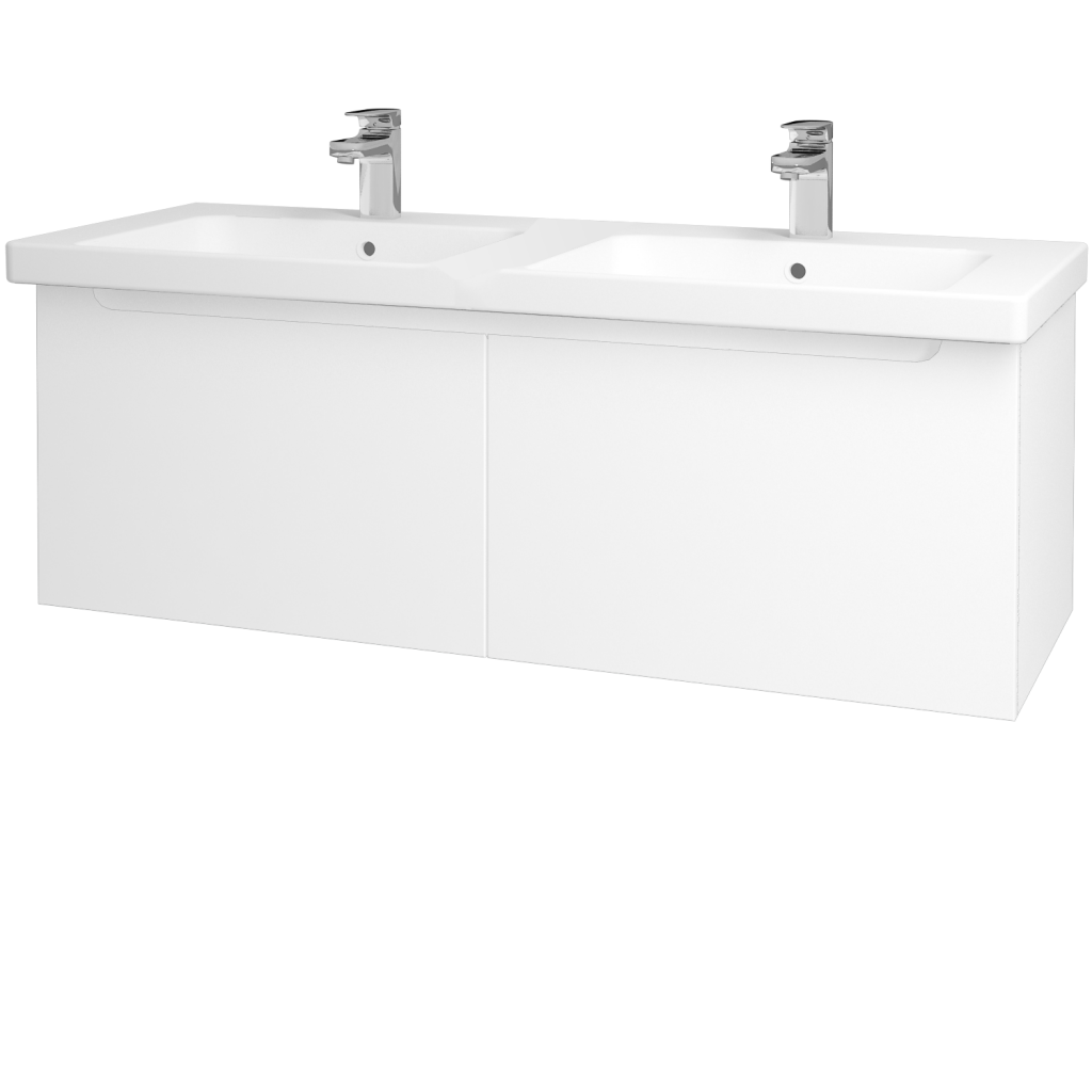 Dřevojas - Koupelnová skříňka COLOR SZZ2 125 - N01 Bílá lesk / L01 Bílá vysoký lesk (23518)
