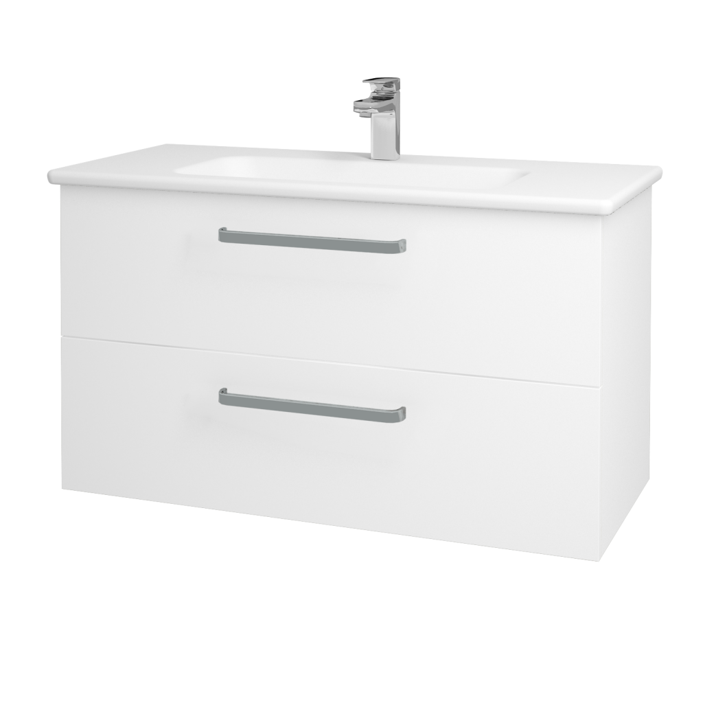 Dřevojas - Koupelnová skříňka GIO SZZ2 100 - N01 Bílá lesk / Úchytka T01 / L01 Bílá vysoký lesk (130770A)