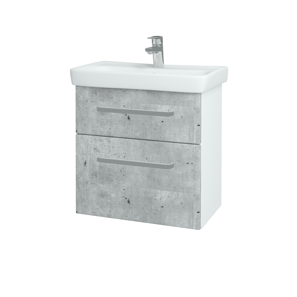 Dřevojas - Koupelnová skříňka GO SZZ2 60 - N01 Bílá lesk / Úchytka T01 / D01 Beton (148614A)