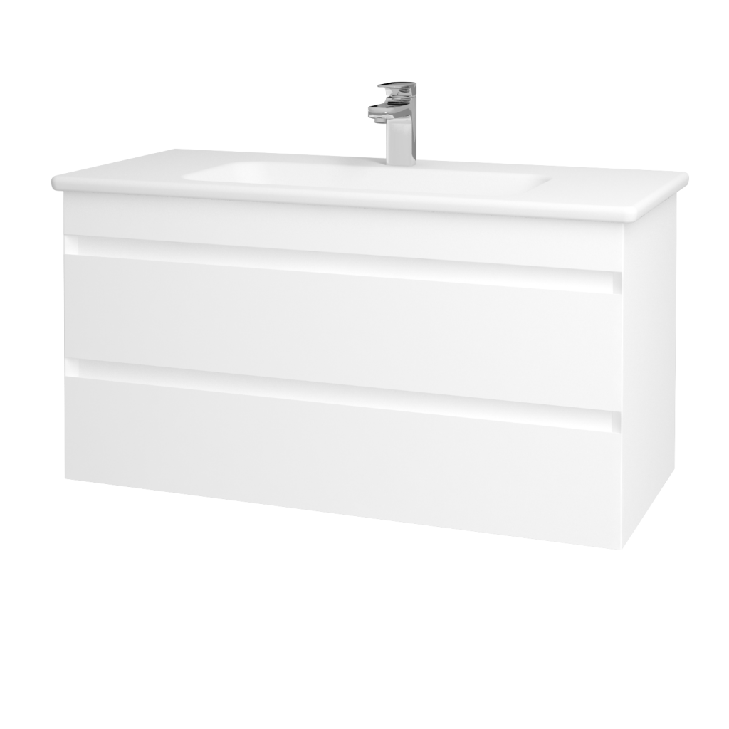 Dřevojas - Koupelnová skříňka MAJESTY SZZ2 100 - L01 Bílá vysoký lesk / L01 Bílá vysoký lesk (120344)