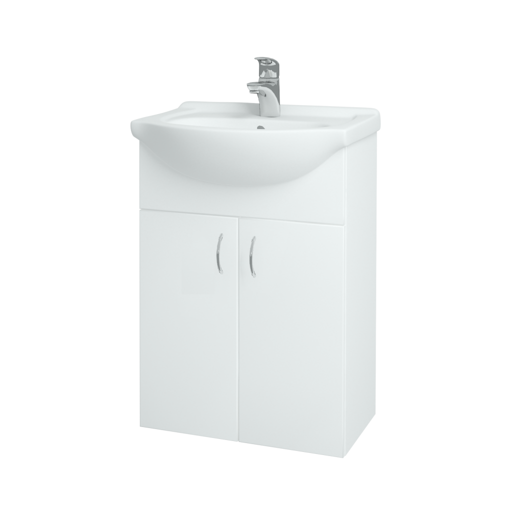 Dřevojas - Koupelnová skříňka PLUTO SZD2 55 - N01 Bílá lesk / N01 Bílá lesk (52327)