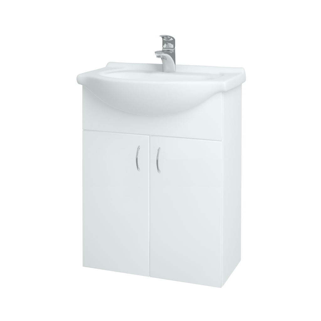Dřevojas - Koupelnová skříňka PLUTO SZD2 60 - N01 Bílá lesk / N01 Bílá lesk (52334)