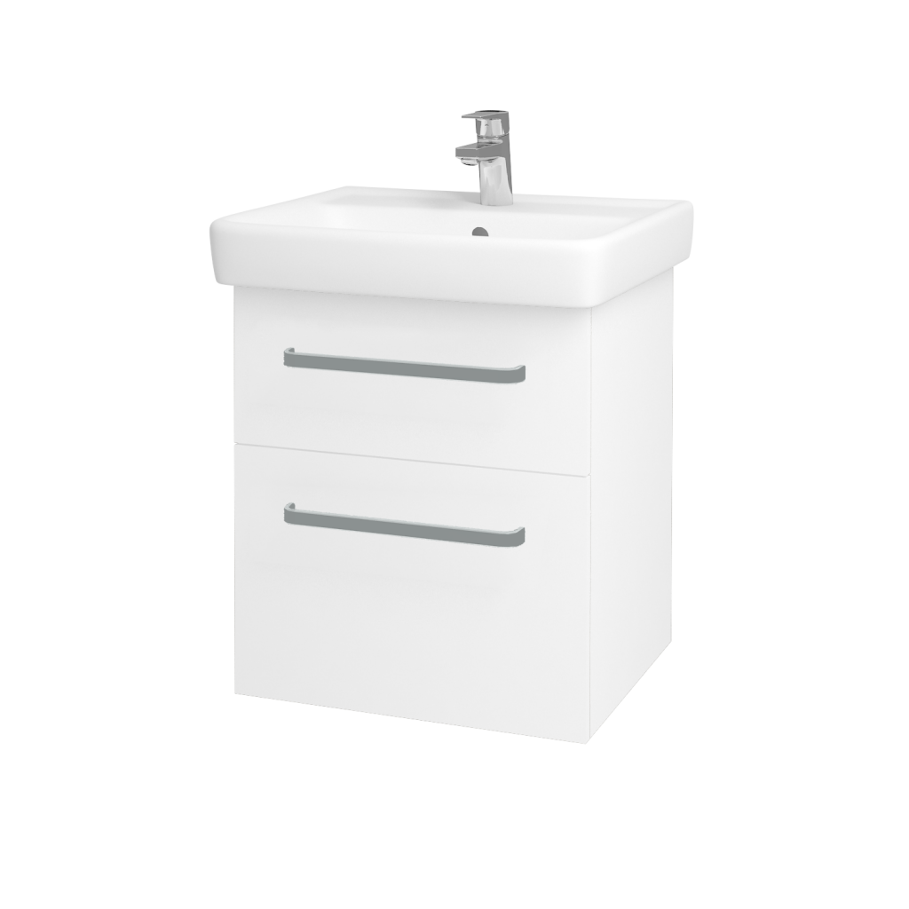 Dřevojas - Koupelnová skříňka Q MAX SZZ2 55 - N01 Bílá lesk / Úchytka T01 / L01 Bílá vysoký lesk (61251A)