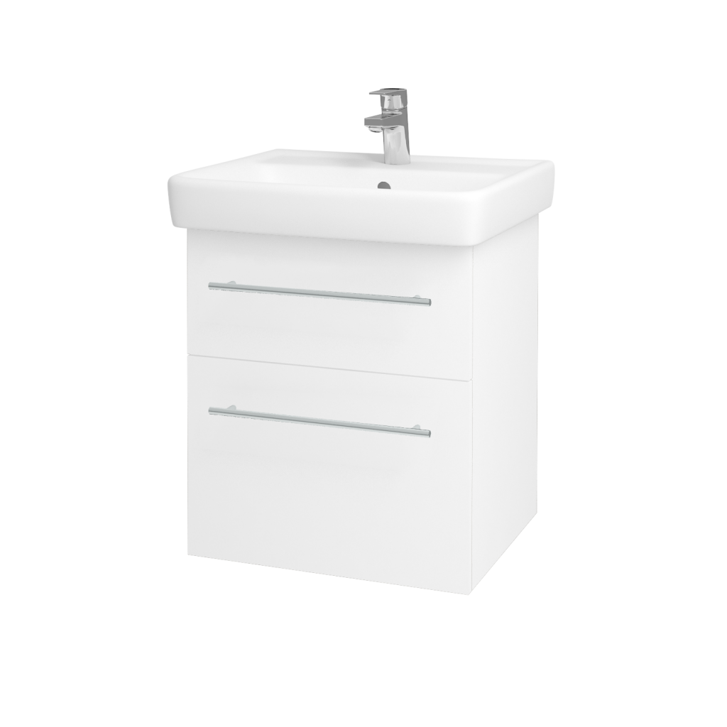 Dřevojas - Koupelnová skříňka Q MAX SZZ2 55 - N01 Bílá lesk / Úchytka T02 / L01 Bílá vysoký lesk (61251B)