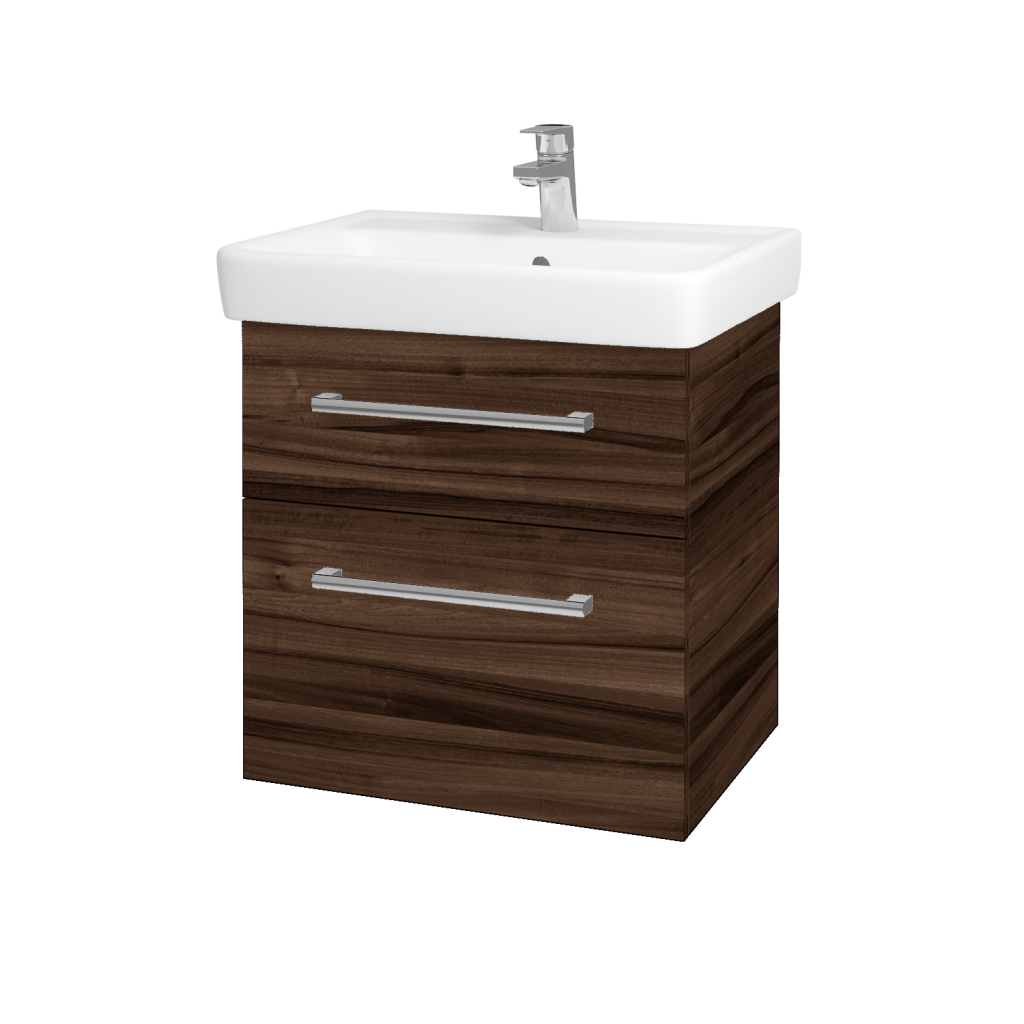 Dřevojas - Koupelnová skříňka Q MAX SZZ2 60 - D06 Ořech / Úchytka T03 / D06 Ořech (60353C)