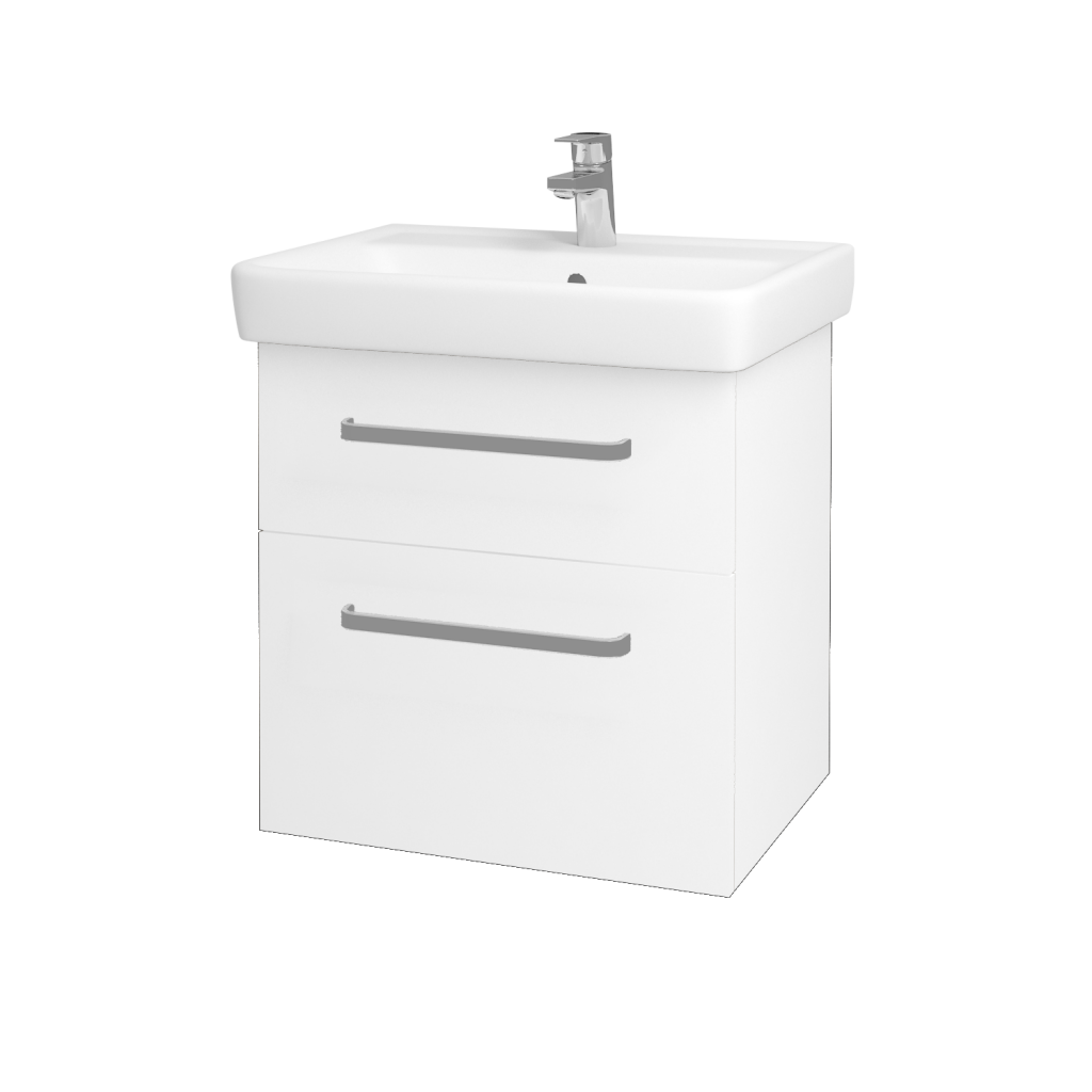 Dřevojas - Koupelnová skříňka Q MAX SZZ2 60 - N01 Bílá lesk / Úchytka T01 / L01 Bílá vysoký lesk (60117A)