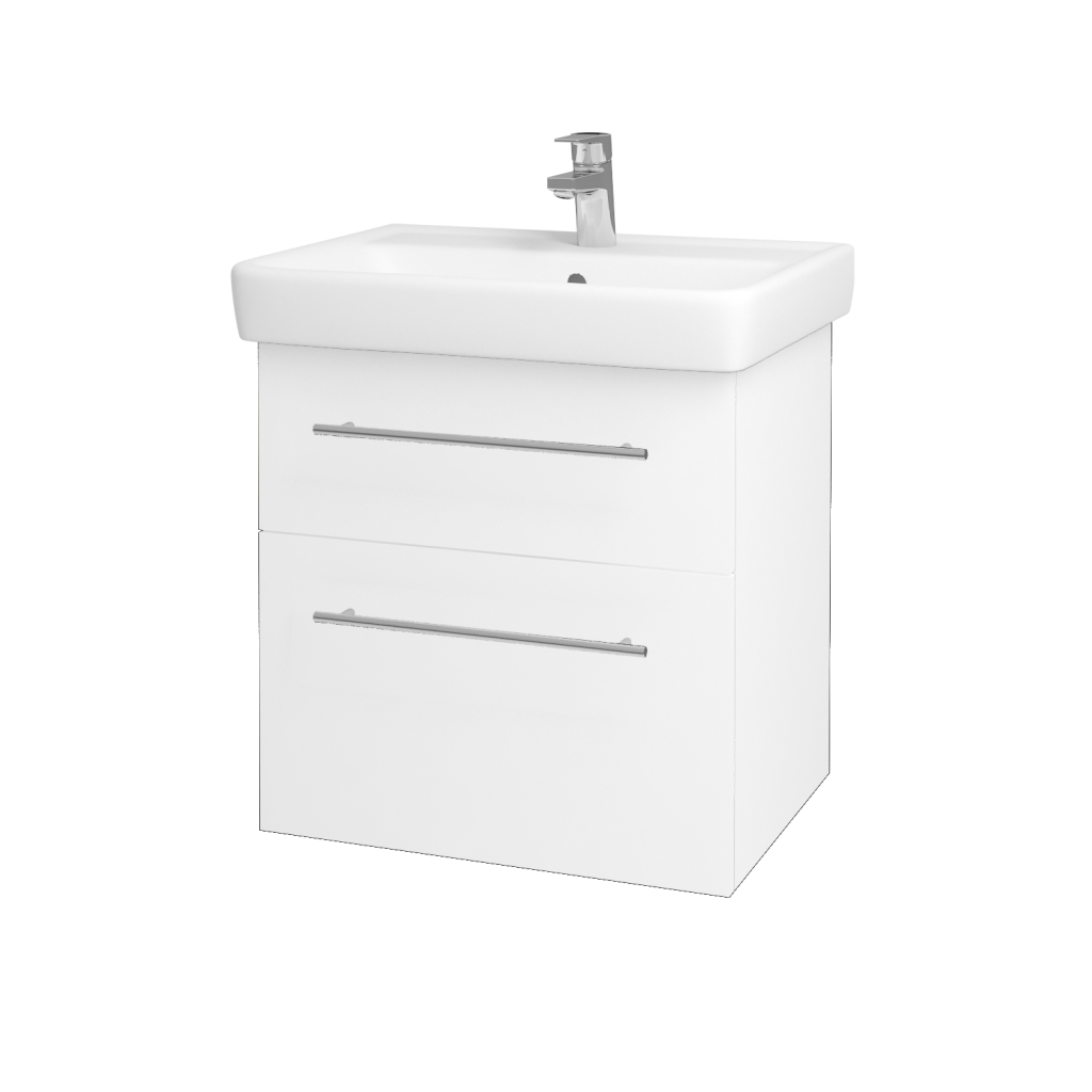 Dřevojas - Koupelnová skříňka Q MAX SZZ2 60 - N01 Bílá lesk / Úchytka T02 / L01 Bílá vysoký lesk (60117B)