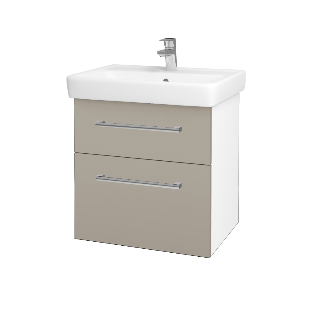 Dřevojas - Koupelnová skříňka Q MAX SZZ2 60 - N01 Bílá lesk / Úchytka T03 / L04 Béžová vysoký lesk (114992C)
