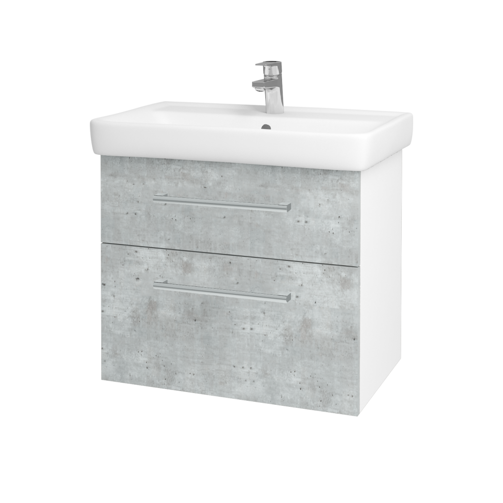 Dřevojas - Koupelnová skříňka Q MAX SZZ2 70 - N01 Bílá lesk / Úchytka T03 / D01 Beton (67499C)