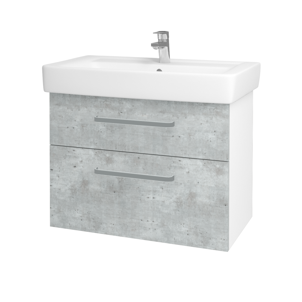 Dřevojas - Koupelnová skříňka Q MAX SZZ2 80 - N01 Bílá lesk / Úchytka T01 / D01 Beton (67505A)