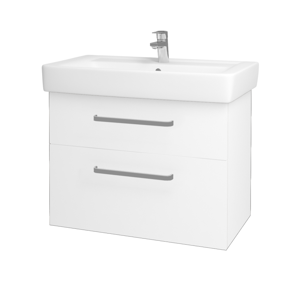 Dřevojas - Koupelnová skříňka Q MAX SZZ2 80 - N01 Bílá lesk / Úchytka T01 / L01 Bílá vysoký lesk (60193A)