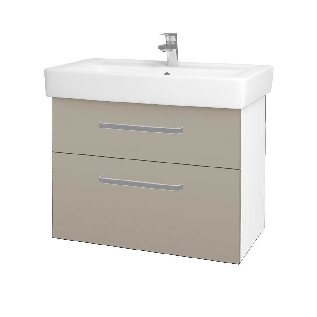 Dřevojas - Koupelnová skříňka Q MAX SZZ2 80 - N01 Bílá lesk / Úchytka T01 / L04 Béžová vysoký lesk (115616A)