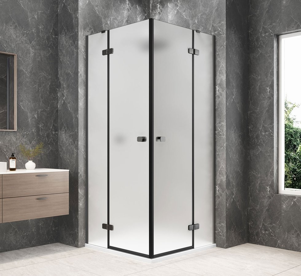 POLYSAN GLOBE GUN METAL čtvercový sprchový kout 900x900, rohový vstup, matné sklo GB5990MGM