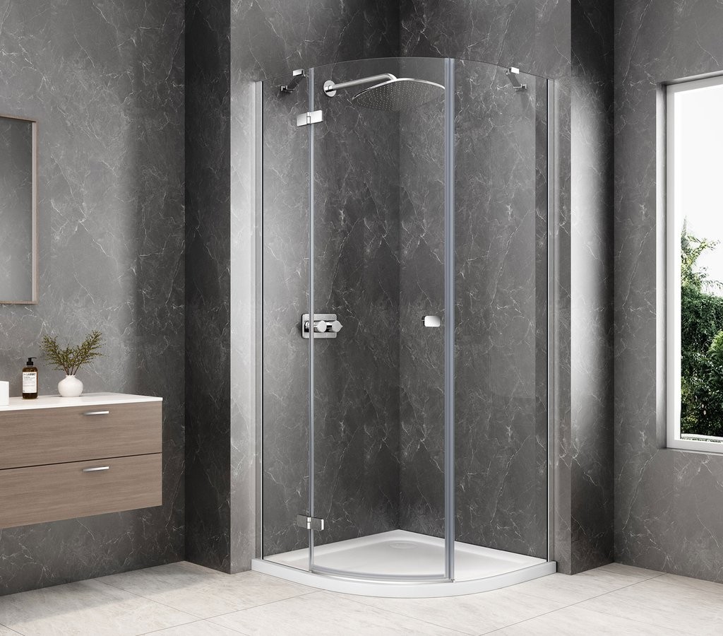 POLYSAN GLOBE CHROME čtvrtkruhový sprchový kout 900x900, čiré sklo, levé GB2690LC